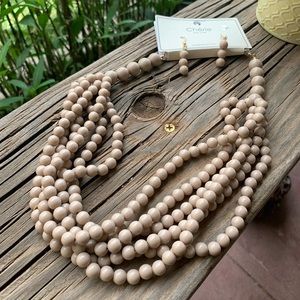 Cream Tone Multi Strand Necklace Set